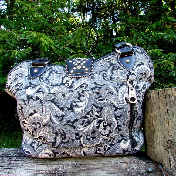 WESTERN BAG, BLING BUCKLE, SPARKLY RODEO RANCH COWGIRL HANDBAG, MOUNTAIN WEST - Picture 5 of 14